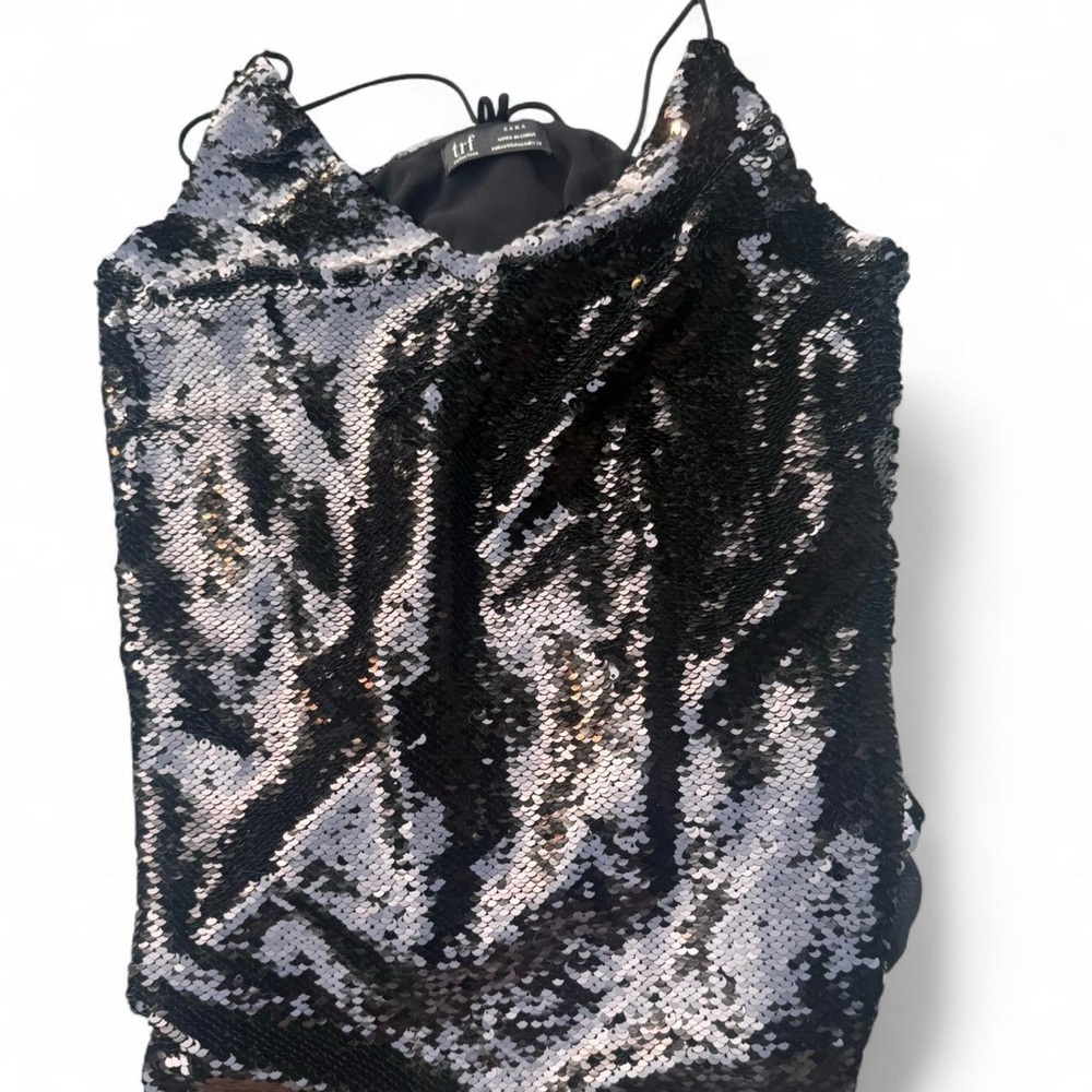 Zara Black and Silver Sequin Tank Top